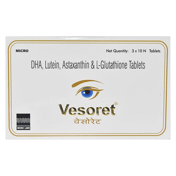 lutein astaxanthin and l-glutathione tablets uses in hindi VESORET Tablet 10's Precious Skin PRECIOUS SKIN