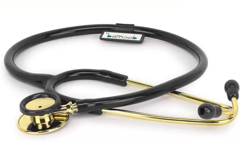 docmed Dual Head Stethoscope Cardiology Stethoscope (Black Gold)