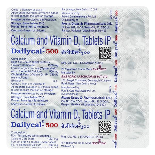 Dailycal 500mg Tablet 15'S