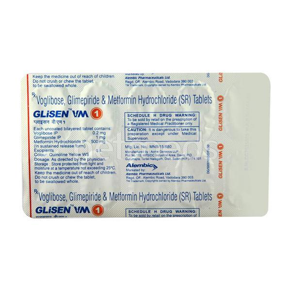 Glisen VM 1mg Tablet 10'S