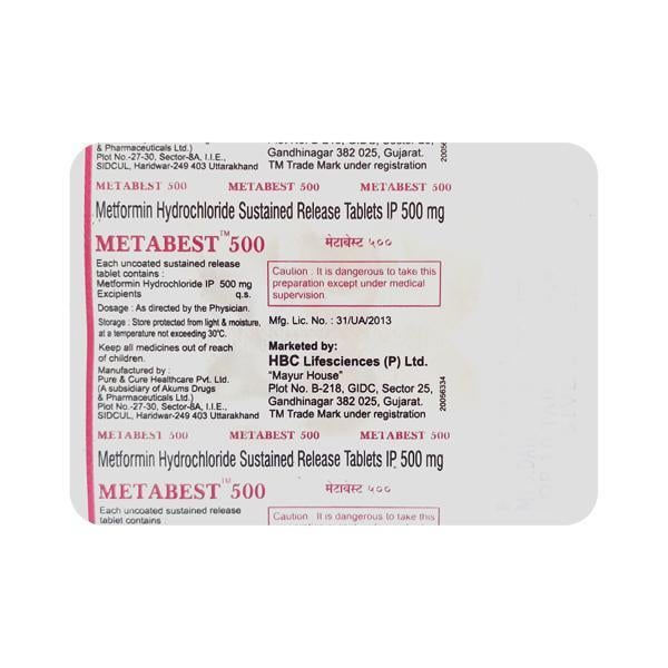 Metabest 500mg Tablet 10'S