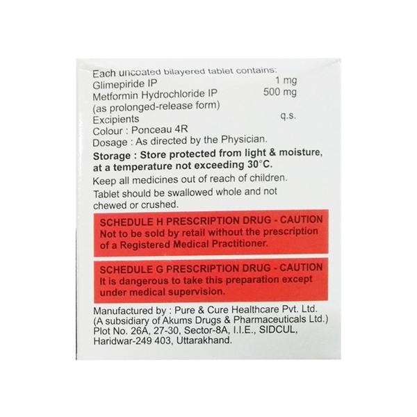 GLIMICURE M 1mg Tablet 15's