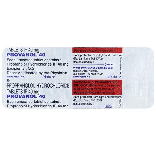 Provanol 40mg Tablet 10'S