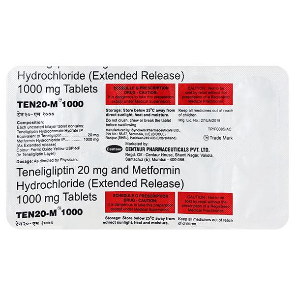 TEN M 20/1000mg Tablet 10'S