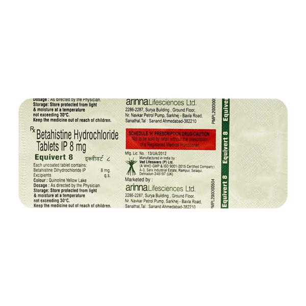 EQUIVERT 8mg Tablet 10's