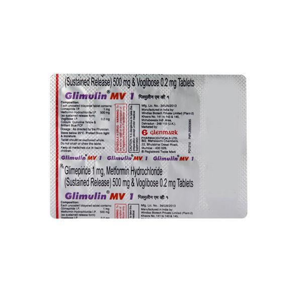Glimulin MV 1mg Tablet 10'S