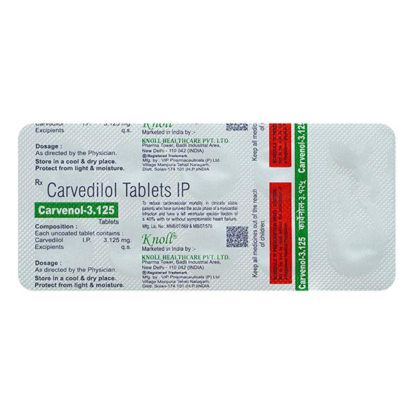CARVENOL 3.125 Tablet 10's