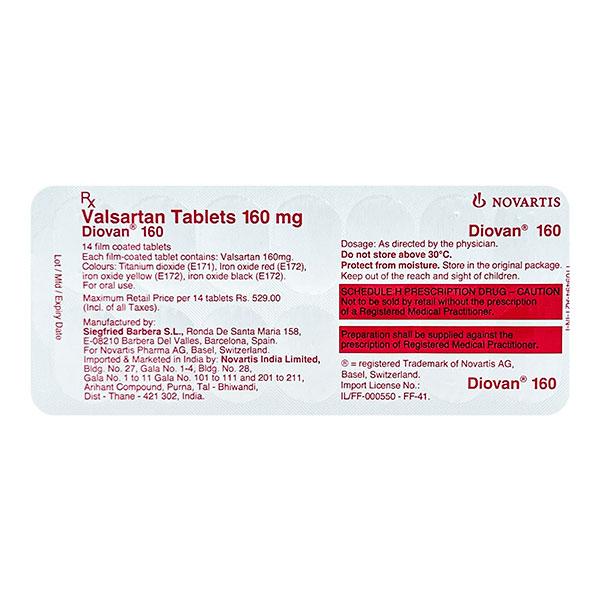 Diovan 160mg Tablet 14'S