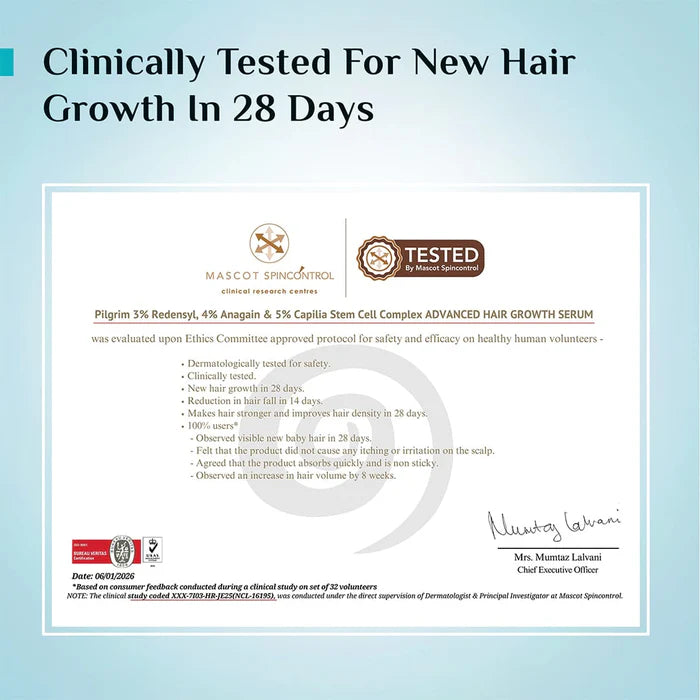 Pilgrim 3% Redensyl, 4% Anagain & 5% Capilia Stem Cell Complex Advanced Hair Growth Serum