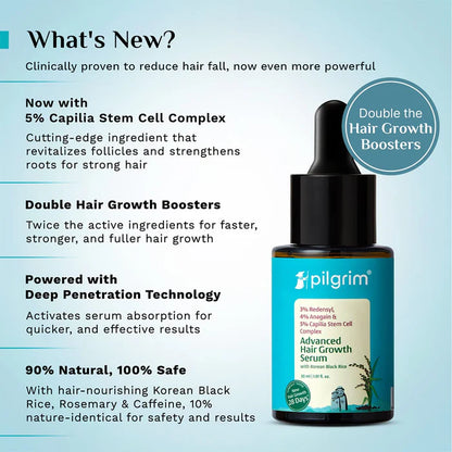 Pilgrim 3% Redensyl, 4% Anagain & 5% Capilia Stem Cell Complex Advanced Hair Growth Serum