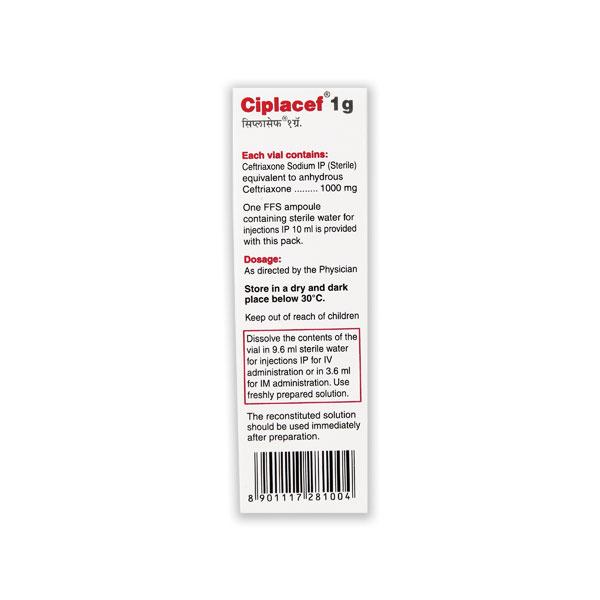 Ciplacef 1000mg Injection 5ml