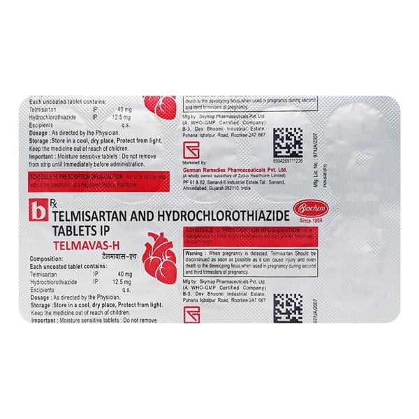 Telmavas H 40mg Tablet 10'S