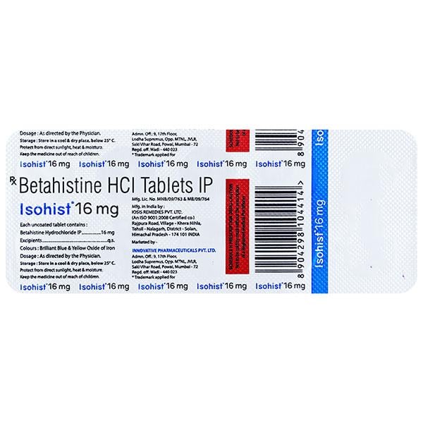 ISOHIST 16mg Tablet 10's
