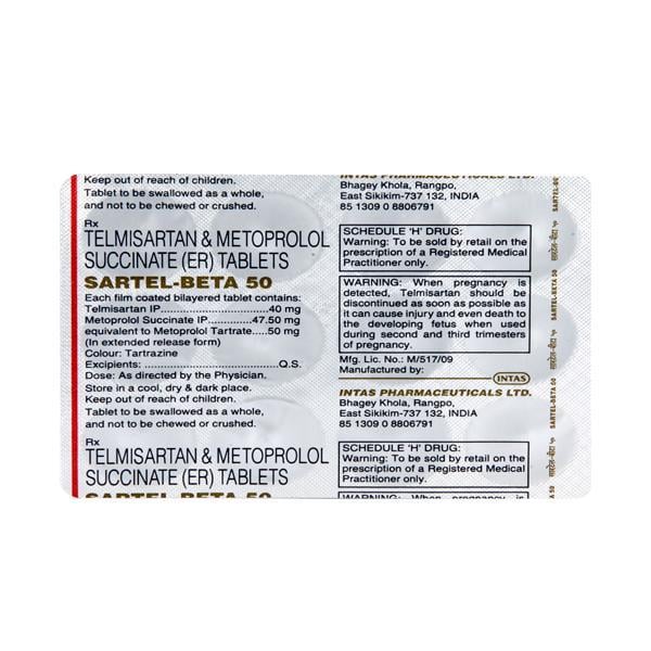 Sartel Beta 50 Tablet 15'S