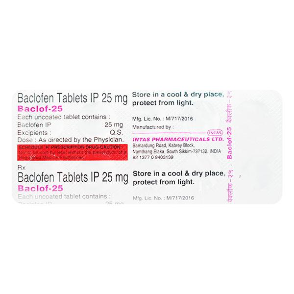 Baclof 25mg Tablet 10'S