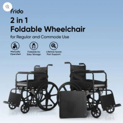 Frido 2 in 1 Foldable Wheelchair for Regular and Commode Use(FSC101)