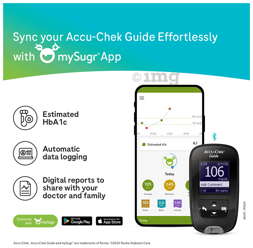 Accu-Chek Guide Wireless Blood Glucose Monitoring System Glucometer with 10 Test Strips Free | Diabetes Monitoring Devices | Blood Glucose Monitors