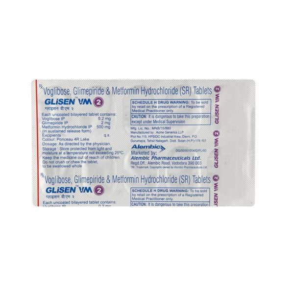 Glisen VM 2mg Tablet 10'S