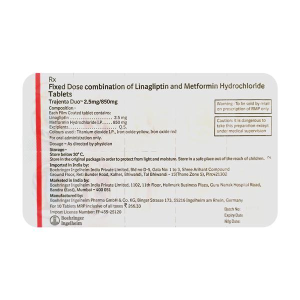 Trajenta Duo 2.5/850mg Tablet 10'S