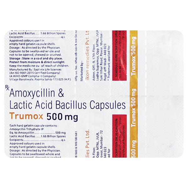 TRUMOX 500mg Capsule 10's