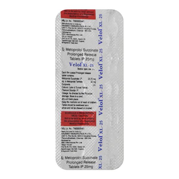 Velol XL 25mg Tablet 10'S