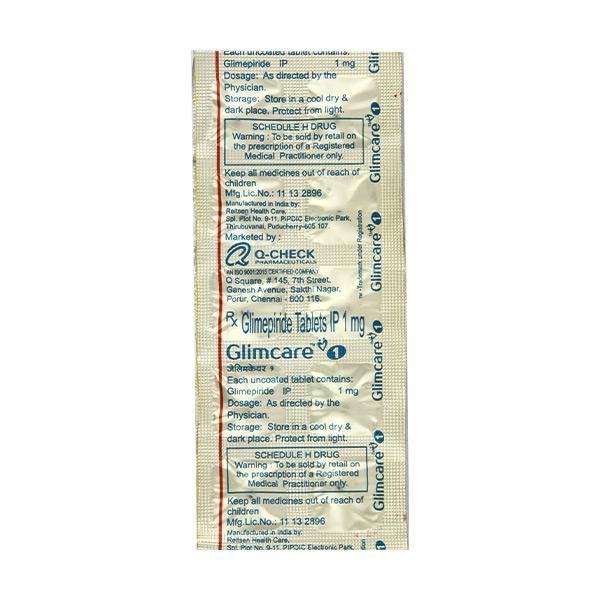 Glimcare 1mg Tablet 10'S