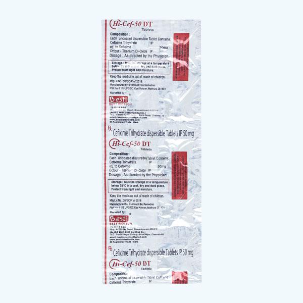 HI CEF 50 DT Tablet 10's