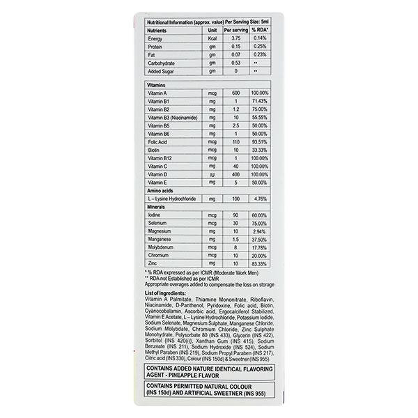 RENERVE TOTAL SUGAR FREE PINEAPPLE FLAVOUR Syrup 200ml