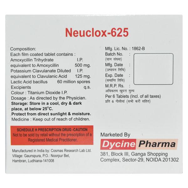 NEUCLOX 625 Tablet 6's