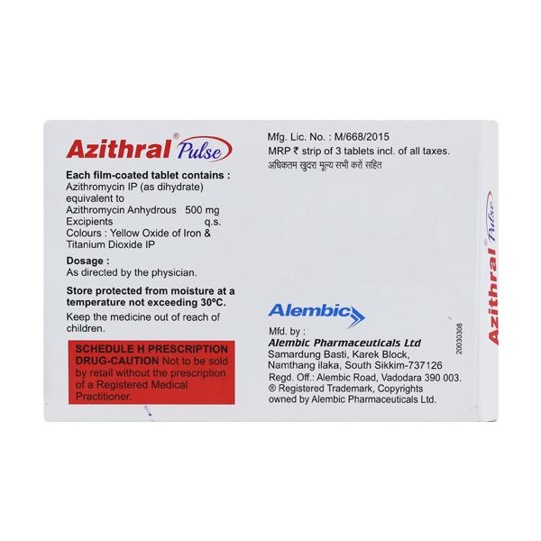 AZITHRAL PULSE 500 Tablet 3's