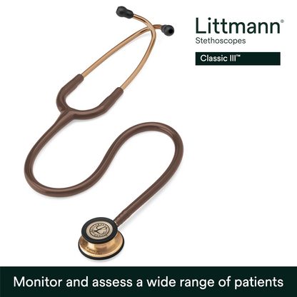 3M Littmann Classic III Monitoring Stethoscope, Copper-Finish Chestpiece, Chocolate Tube, 27 inch, 5809