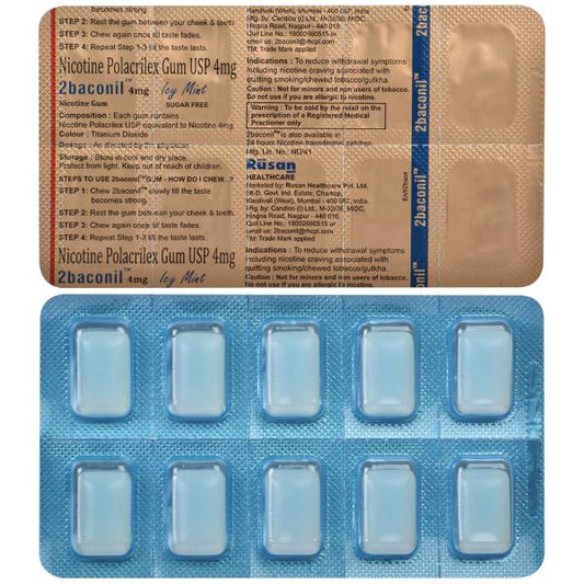 2baconil Icy Mint 4 mg Chew Gum 10's - Global Surgicals