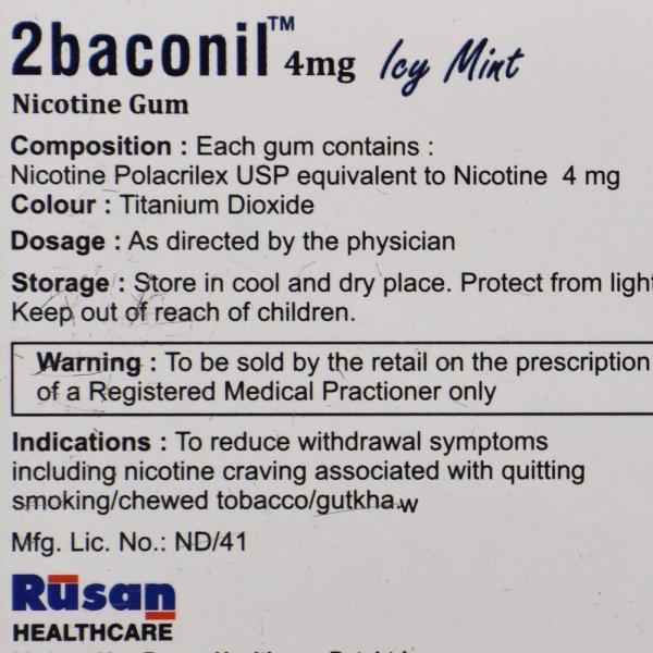 2baconil Icy Mint 4 mg Chew Gum 10's - Global Surgicals