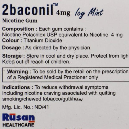 2baconil Icy Mint 4 mg Chew Gum 10's - Global Surgicals