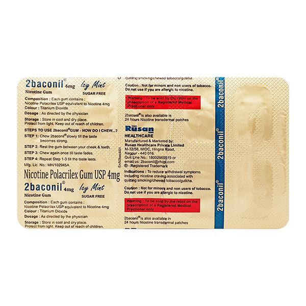 2baconil Icy Mint 4 mg Chew Gum 10's - Global Surgicals