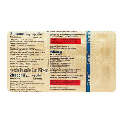2baconil Icy Mint 4 mg Chew Gum 10's - Global Surgicals