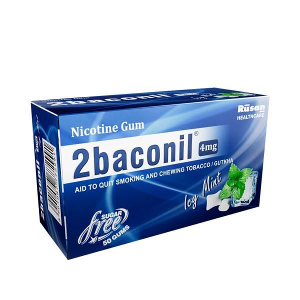 2Baconil Icy Mint 4mg Chew Gum 50'S - Global Surgicals