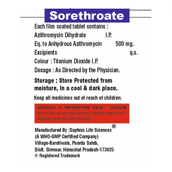 SORETHROATE 500mg Tablet 5's