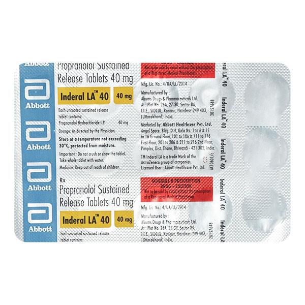 Inderal LA 40mg Tablet 15'S
