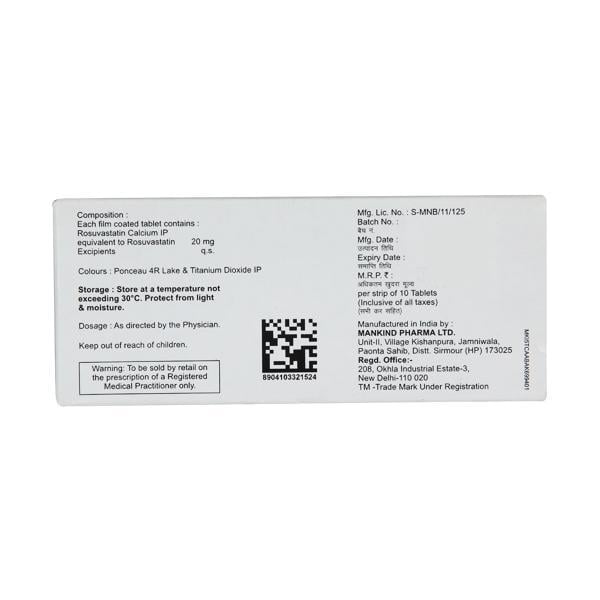 Lipirose 20mg Tablet 10'S