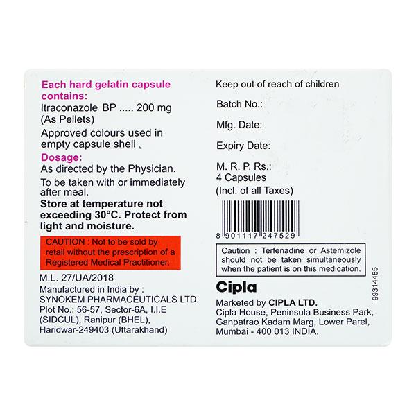 Itracip 200mg Capsule 4'S