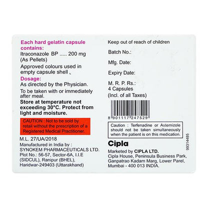 Itracip 200mg Capsule 4'S