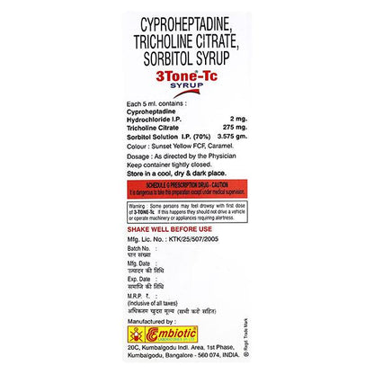 3 TONE TC Syrup 200ml - Global Surgicals
