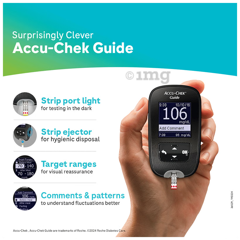 Accu-Chek Guide Wireless Blood Glucose Monitoring System Glucometer with 10 Test Strips Free | Diabetes Monitoring Devices | Blood Glucose Monitors