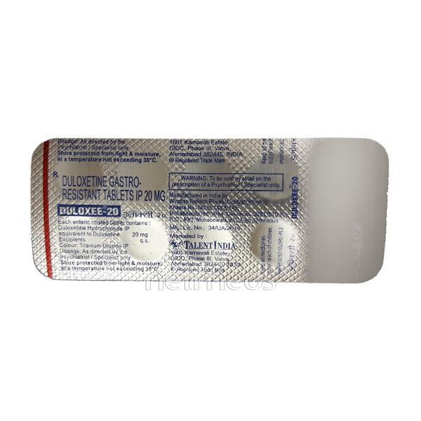 Duloxee 20mg Tablet 10'S