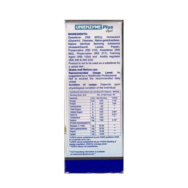 UNIENZYME PLUS SAUNF FLAVOUR SUGAR FREE Liquid 200ml