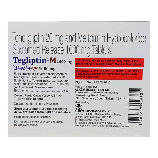 Tegliptin M 1000Mg Tablet 15's