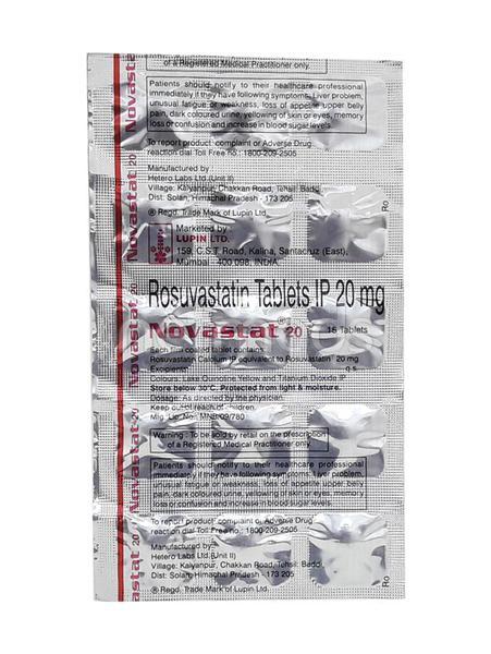 Novastat 20mg Tablet 15'S