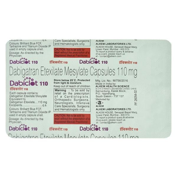 Dabiclot 110mg Capsule 10'S