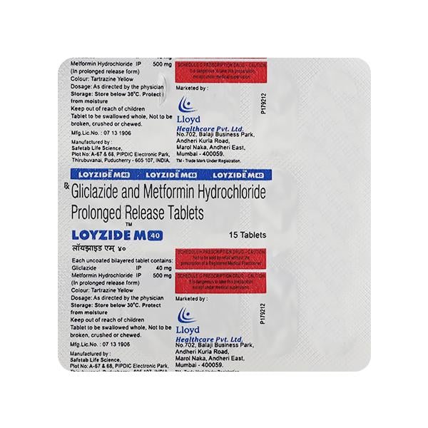 LOYZIDE M 40mg Tablet 15's